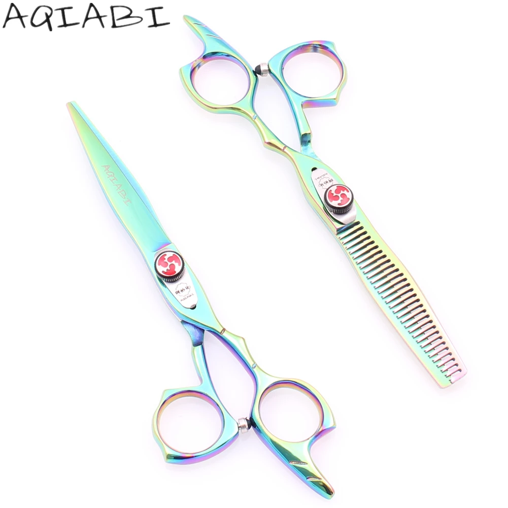 

Ножницы для стрижки волос AQIABI A9017, 5,5 дюйма, 440C, зеленые ножницы для филировки, Профессиональные парикмахерские ножницы, ножницы для стрижки ...