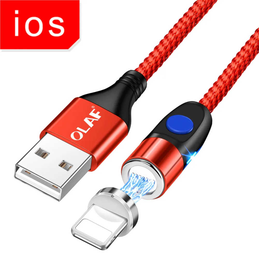 Магнитный кабель Олаф для iPhone samsung 3A, быстрая зарядка, магнитный usb-кабель для телефона, кабель Micro USB type C, магнитный кабель для зарядки и синхронизации данных - Цвет: For iphone Red