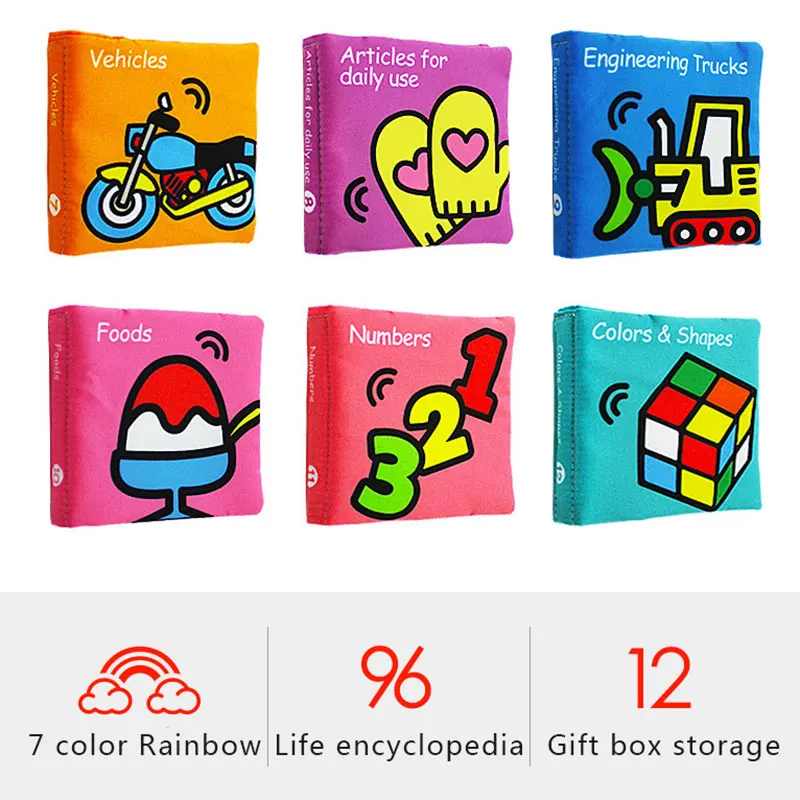 Детская книга из радужной ткани развивающие игрушки моющиеся мягкие книги для