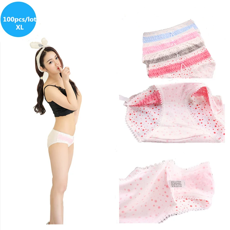 100pcs XL Новинка; шт./партия; высококачественные милые трусики ярких цветов для девочек; кружевное нижнее белье; трусы с бантом; хлопковое нижнее белье; мягкие удобные трусики - Цвет: 100pcs XL