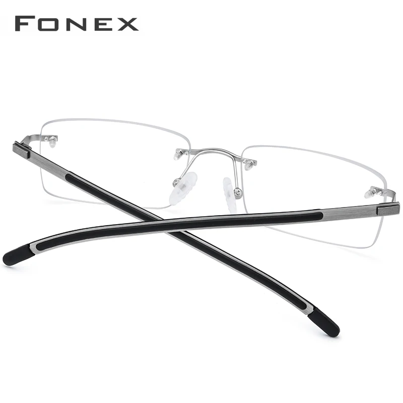 FONEX, сплав, без оправы, оптические очки, мужские, по рецепту, сверхлегкие, квадратные, для близорукости, очки, оправа, без оправы, Безвинтовые очки, 985