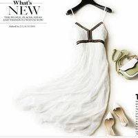 new white silk dress women natural silk high quality print holiday beach dress elegent spaghetti strap v neck free shipping