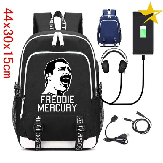Suncomics Фредди Меркьюри рюкзак usb зарядка ноутбук Противоугонный унисекс школьные