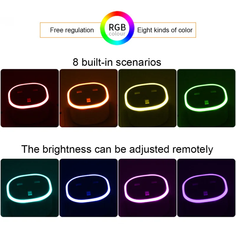 RGB Smart Plug светильник UK Work Pop розетка беспроводной WIFI Пульт дистанционного