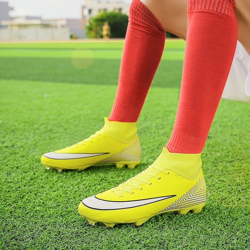 Hot Sale Mens Big Size Soccer Cleats High Ankle Football Shoes Long Spikes Outdoor Traing Boots for Men 38-45 | Спорт и развлечения