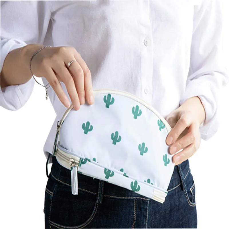 Горячая Портативная сумка для макияжа органайзер с принтом на молнии дорожный