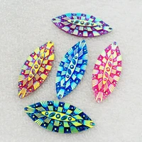 8pcs 1949mm ab colorful horse eye flatback sewing 2 hole costume button crystal resin rhinestone trim accessories a52