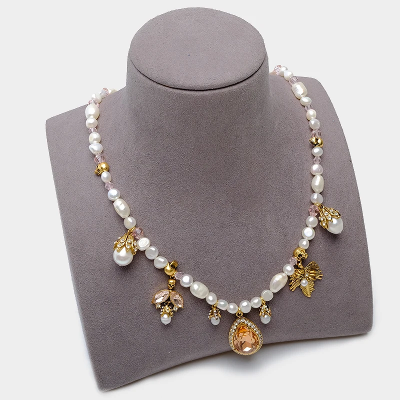 Эксклюзивное ожерелье с крыльями из натурального жемчуга бутик amorita | Украшения и