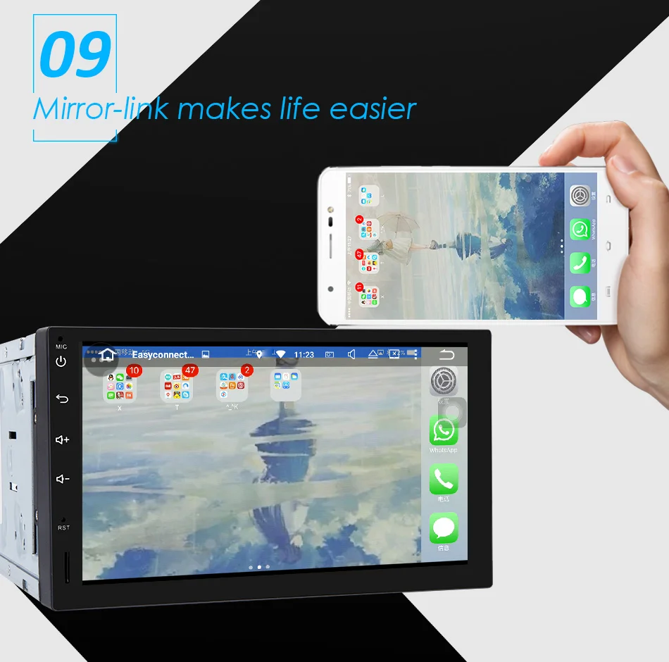 Eunavi 7 ''2 din Octa 8 ядерный Android 9,0 4 Гб ОЗУ Универсальное автомобильное радио gps Navi аудио стерео мультимедийный плеер wifi bluetooth USB