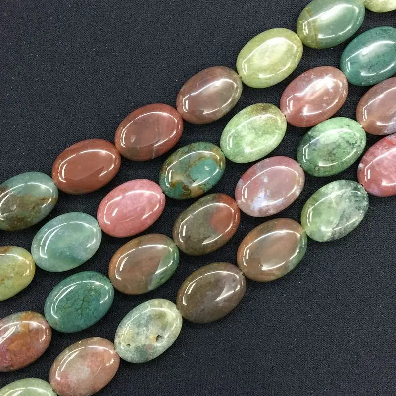 indian agate Разноцветные каменные бусины, цинковый сплав, Плоская овальная форма, буфами на рукавах гладкая Форма 13x18 мм для DIY расходных материалов для изготовления ювелирных изделий из сердолика тигровый глаз говлита и т. д - Цвет: indian agate