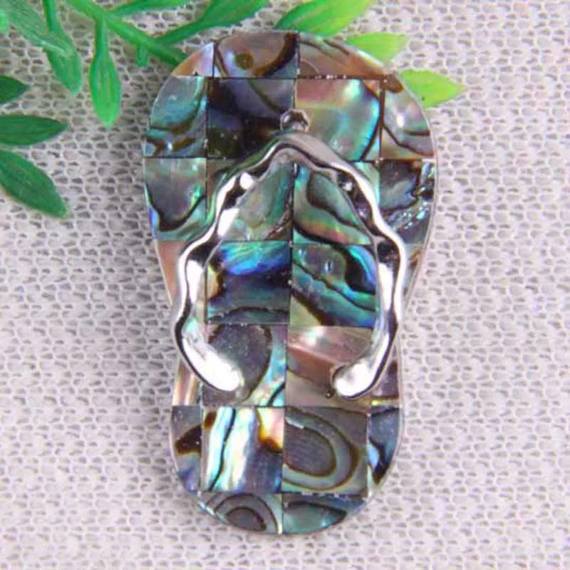 

35x22MM New Zealand Abalone Shell Bead Pendant Flip-flops Jewelry For Woman Gift S174