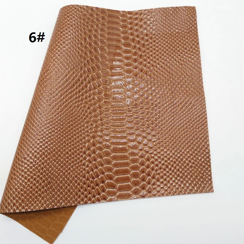 6 1PC 21X29CM Synthetic Letaher Faux Leather Sheets, Crocodile Grain PU Leather For Making Bows Accessories LEOsyntheticoDIY T109A - Color: 6