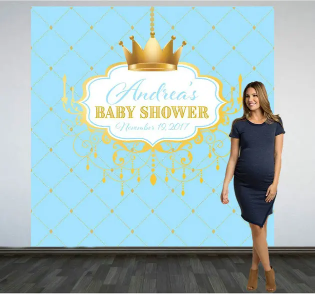 Пользовательский синий принц Baby Shower Корона фото фон Высокое качество