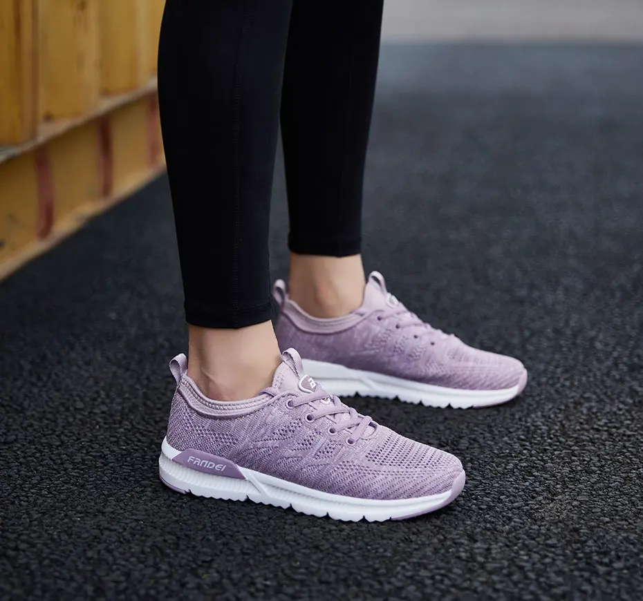 FANDEI/ женские кроссовки для бега; спортивная обувь; женские кроссовки-светильник; zapatillas mujer; летняя прогулочная обувь из сетчатого материала на шнуровке