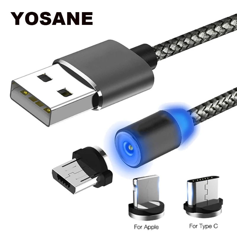 Магнитный зарядный кабель USB Type C/IOS/Micro usb со светодиодной подсветкой|Зарядные