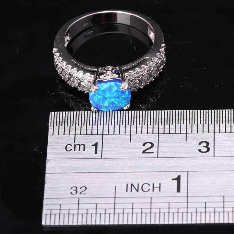 Повседневные женские драгоценные камни с голубым огненным опалом и белым