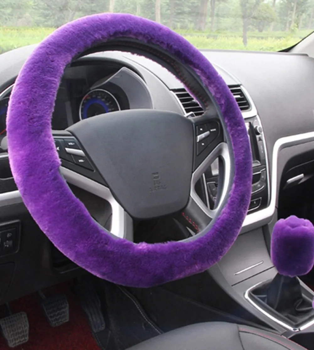 2 шт. зимние теплые пушистые универсальные автомобильные чехлы на руль + комплект