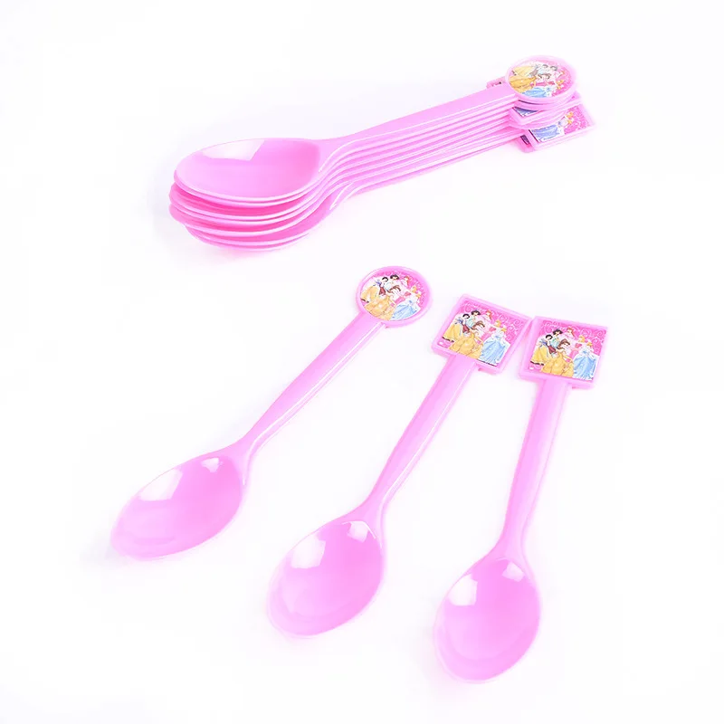 Spoon X10 Принцесса Тема Мультфильм партия набор воздушные шары посуда тарелка салфетки баннер день рождения конфеты коробка детский душ вечерние украшения - Цвет: Spoon X10