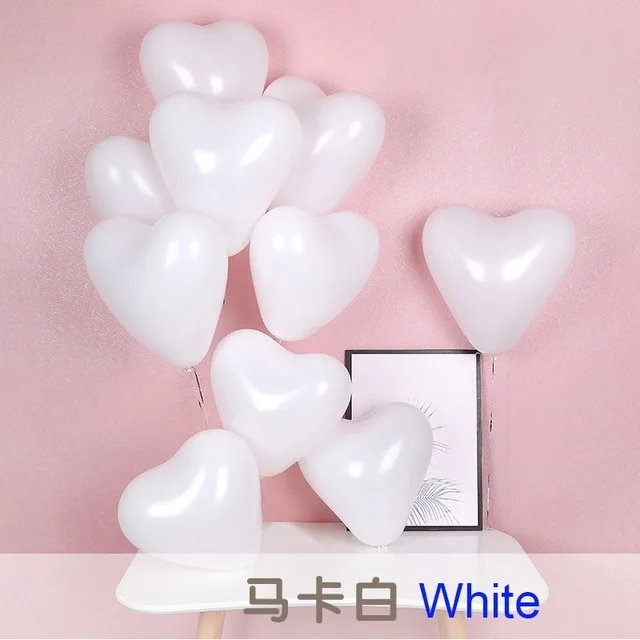 white heart 10inch 100 шт. 5 дюймов 10 дюймов латексный шар Макарон круглый шар сердца Свадебный декор для комнаты свадебный стол воздушные шары для украшения вечеринок - Цвет: white heart 10inch