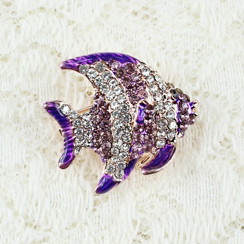 Simple Cute Gold Color Green Cartoon Animal Fish Brooches Pins CZ Crystal Rhinestone Brooch Badges Dress For Women Men Collar | Украшения и