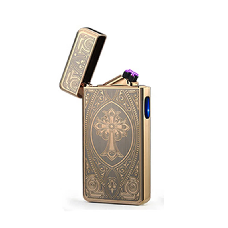 Heart Golden Роскошный usb-прикуриватель с драконом, зажигалка для барбекю, двойная дуговая зажигалка, Электронная зажигалка, зажигалка, аксессуары для курения, гаджеты для мужчин - Цвет: Heart Golden