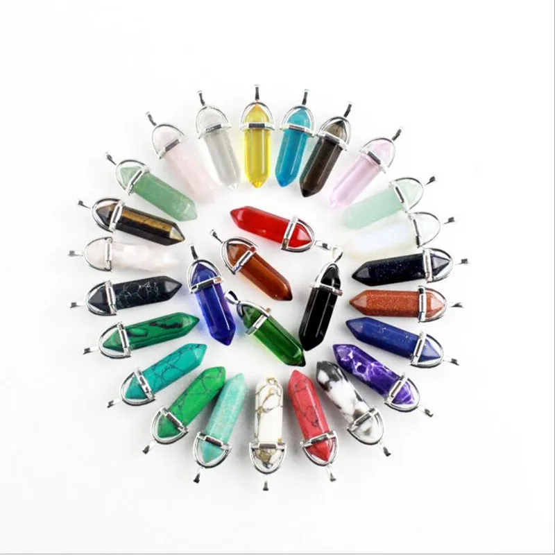 5pcs Natural Stone Quartz Crystal Pillar Pendants &amp Necklaces for DIY Jewelry Making Floating Locket Charm Point Pendant Z518 | Украшения