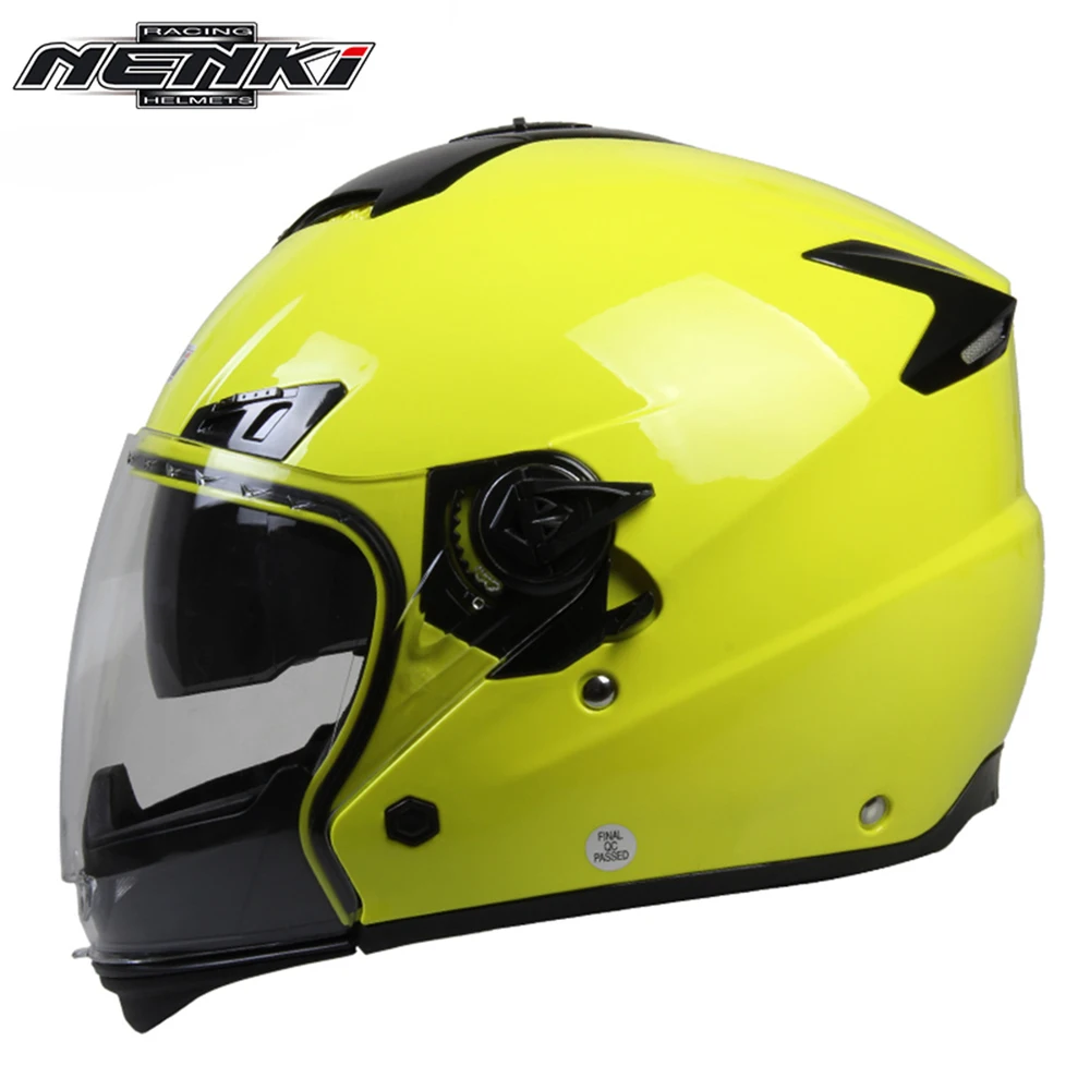 Yellow NENKI мотоциклетный гоночный шлем Capacetes De Motociclista мотоциклетные винтажные шлемы с двойным объективом Открытый мотоциклетный шлем - Цвет: Yellow
