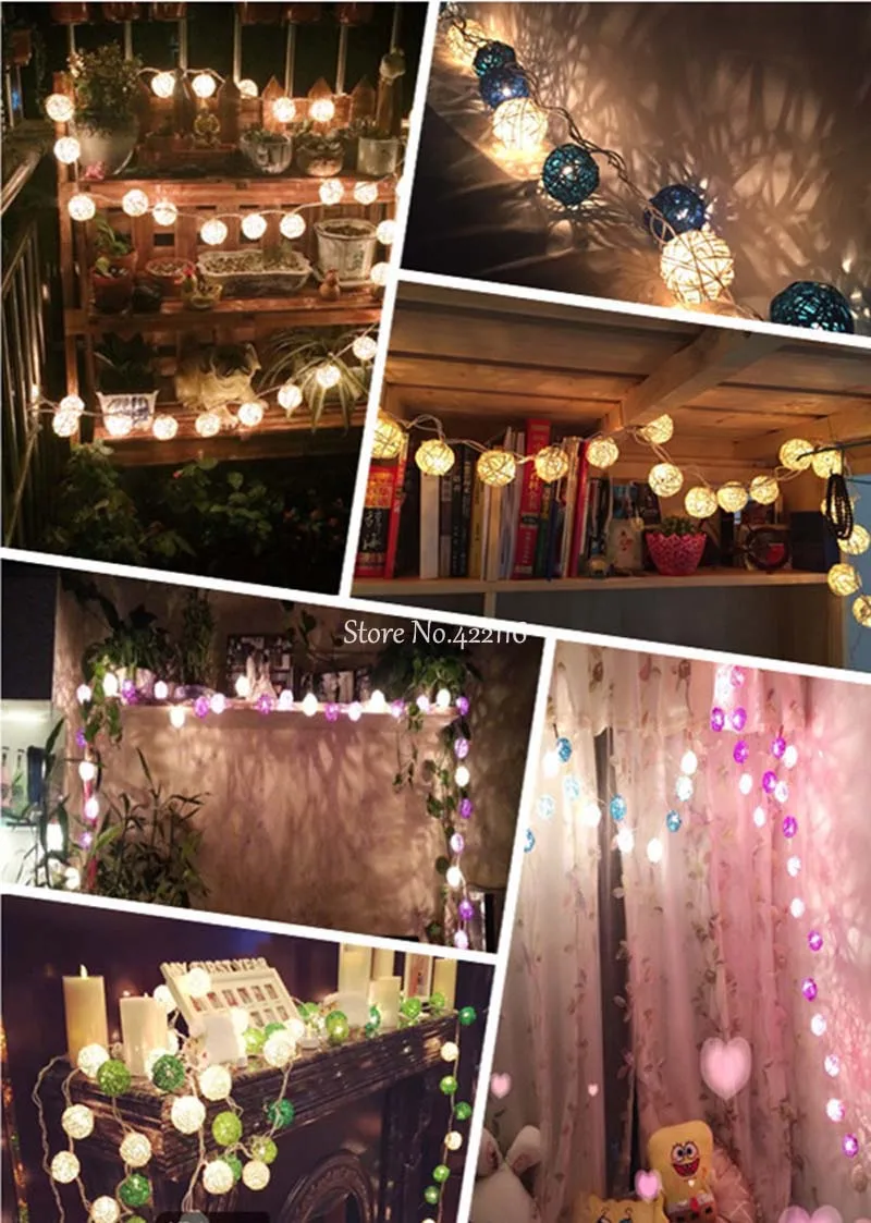 Светодиодная гирлянда с 20 шариками из ротанга 5 м|lights led christmas|fairy christmas20 light |