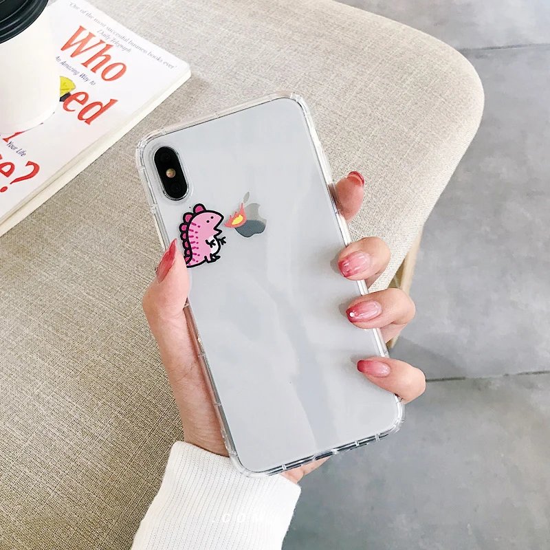 GlamPhoneCase прозрачный милый чехол для телефона с динозавром iPhone X XS Max XR мягкий из ТПУ