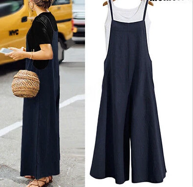 Женский хлопковый комбинезон на бретелях свободные брюки Повседневная летняя