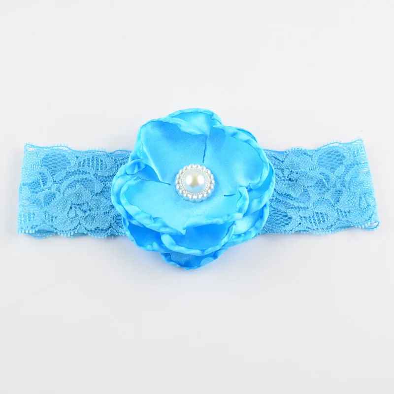 Красивые повязки на голову для девочек с цветами из сгоревшего сатина жемчужный