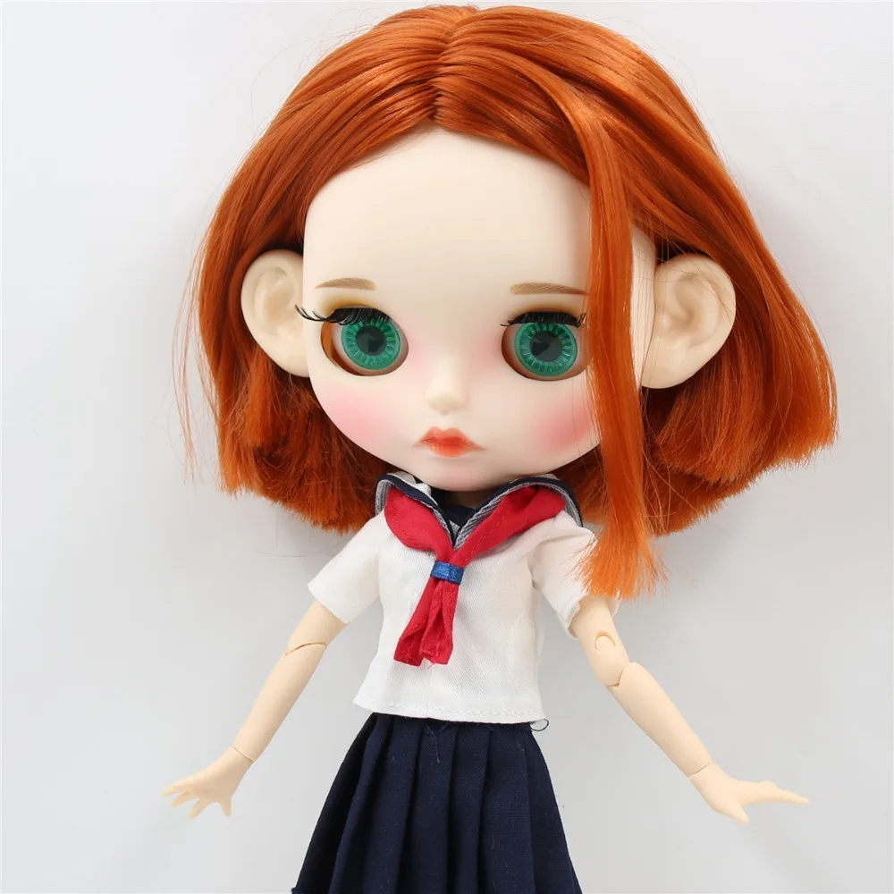 Ледяная фабрика blyth кукла 1/6 bjd белая кожа сустава тела короткие красные коричневые волосы, новое матовое лицо резные губы с бровью 30 см BL232