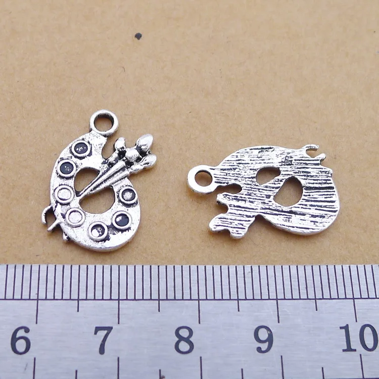 

100pcs palette antique silver alloy Pendant charm Handmade earring bracelet necklace Jewelry Making DIY Components 14*21mm