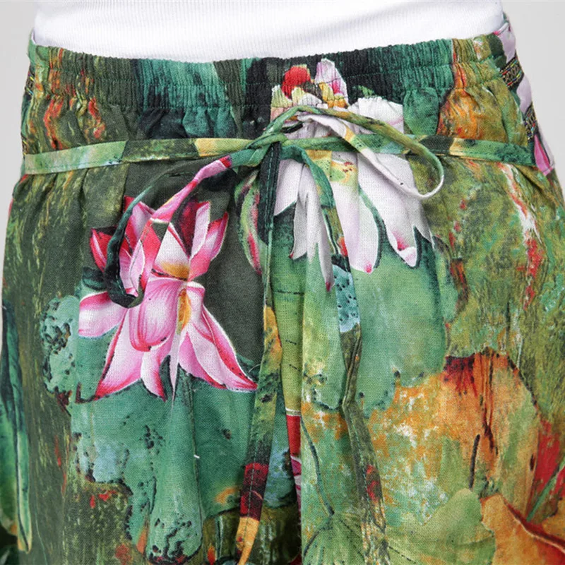 Брюки-Палаццо женские хлопково-льняные винтажные штаны элегантная одежда