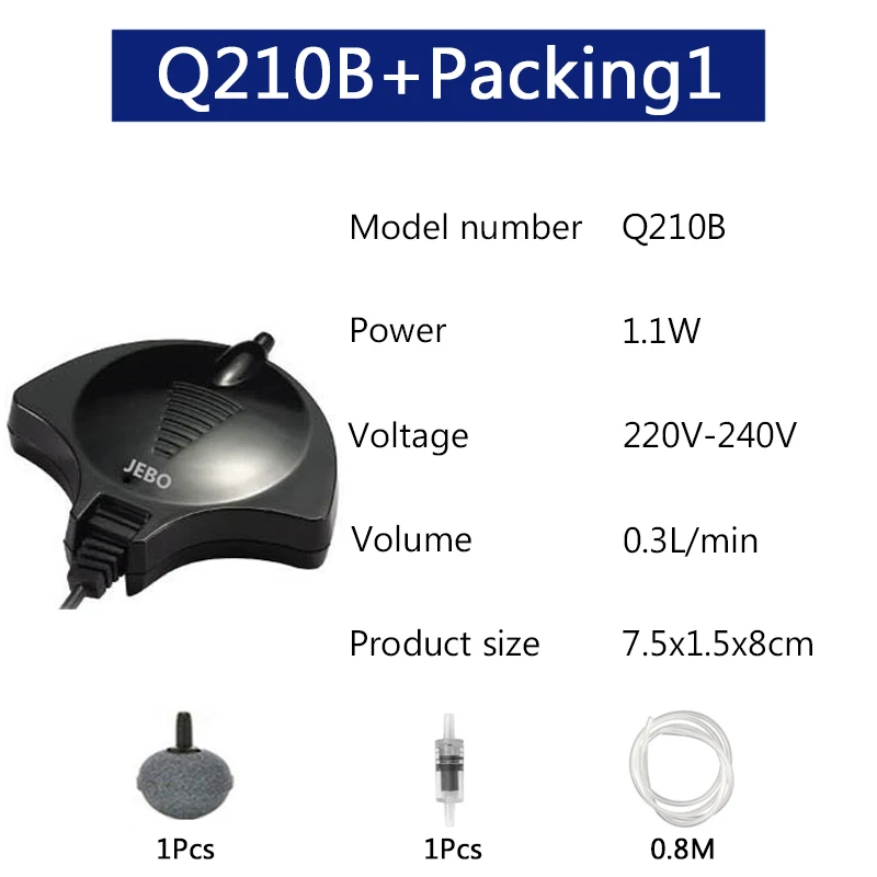 Black packing1 JEBO летучая мышь мини воздушный насос черный/белый нано повесить на Тихий беззвучный с воздушной трубкой воздушный камень аквариумная Рыба Вода растительный бак Q2210 - Цвет: Black packing1