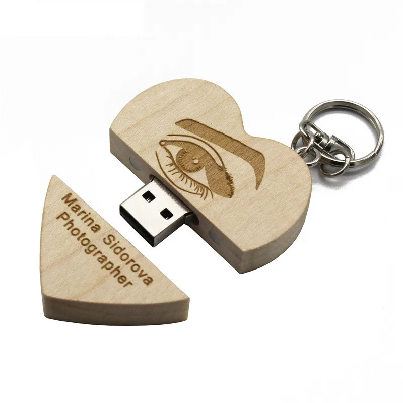 Деревянный Сердце Пользовательский логотип 64 ГБ Usb флэш накопитель карта памяти