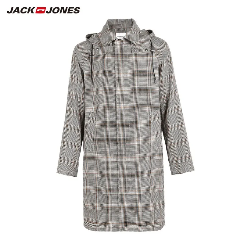 JackJones/осенний мужской модный Тренч в клетку Длинная Повседневная куртка 218321571 |