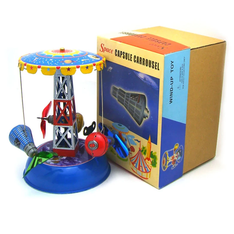 Антикварная металлическая вращающаяся герметичная кабина жестяная игрушка