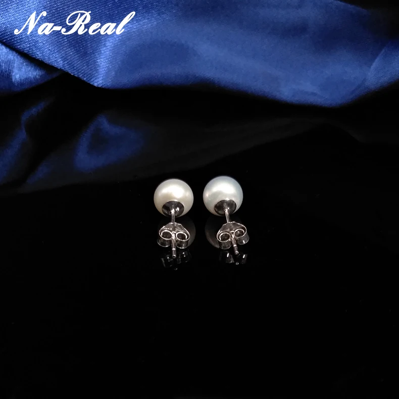 Простой Классический Стерлингового Серебра 925 Природных Пресной Воды Перл Стад