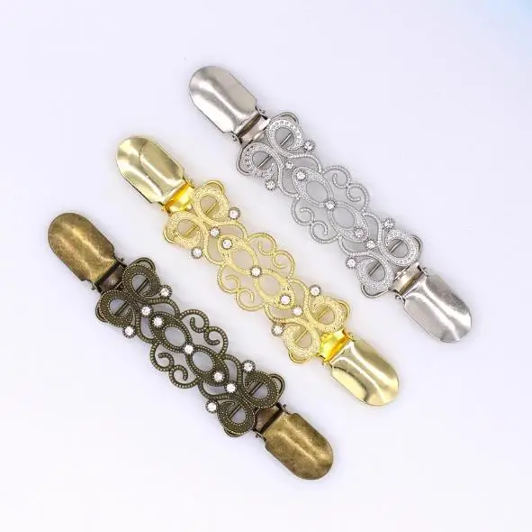 Полый узор Стразы Брошь Зажим для свитера шаль держатель воротника Пряжка