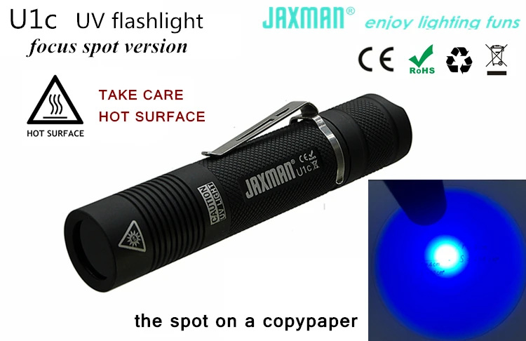 Jaxman U1c фокусировка пятно 3 Вт 6 Вт Nichia УФ светодиодный лампы 365nm 18650 светодиодный фонарик