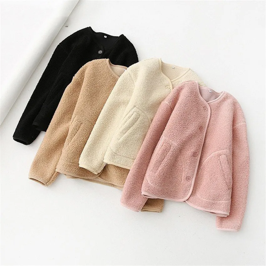 Gowyimmes 2019 Autumn Winter Women Lamb cashmere Coat Warm Coats Casual Long Sleeve Jacket Female Windproof Outwear P420 | Женская