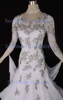 women ballroom dance dress competition dresses ballroom waltz dresses white dress long sleeves with wings