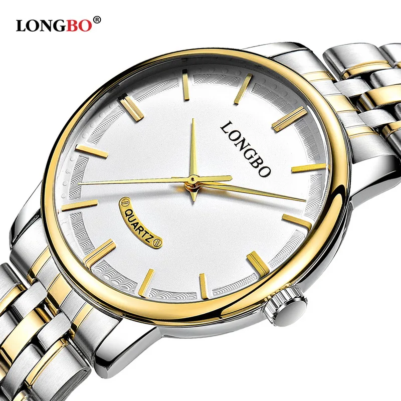 Fashion LONGBO Brand Quartz Watch lovers Watches Women Men Couple Lovers Business Gift Analog Steel Wristwatches Casual Gold |