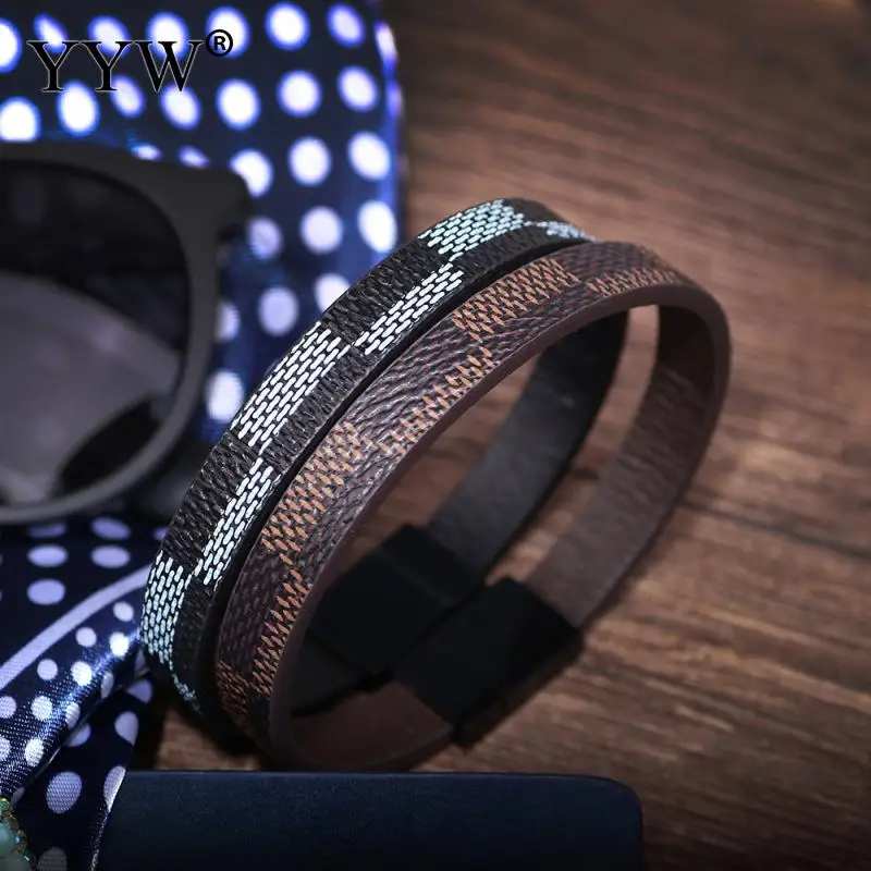 ГОРЯЧИЙ кожаный браслет Pulsera Hombre ювелирные изделия из нержавеющей стали с геометрическим застежками кожаные браслеты роскошный браслет брендовый для мужчин