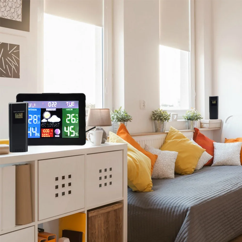 Беспроводная метеостанция с 2 датчиками приемник DCF для прогноза погоды барометр