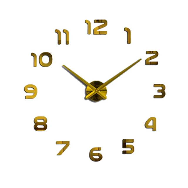 gold 3d зеркальные наклейки Horloge Home Klok Новые Diy настенные часы Акриловые diy часы кварцевые часы Reloj De Pared Гостиная Современная - Цвет: gold