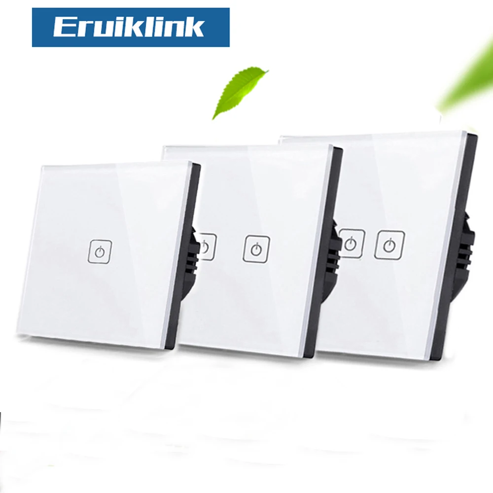 ЕС/UK Стандартный eruiklink сенсорный выключатель 1 Gang/2 Gang/3 Gang Путь один Fireline настенный