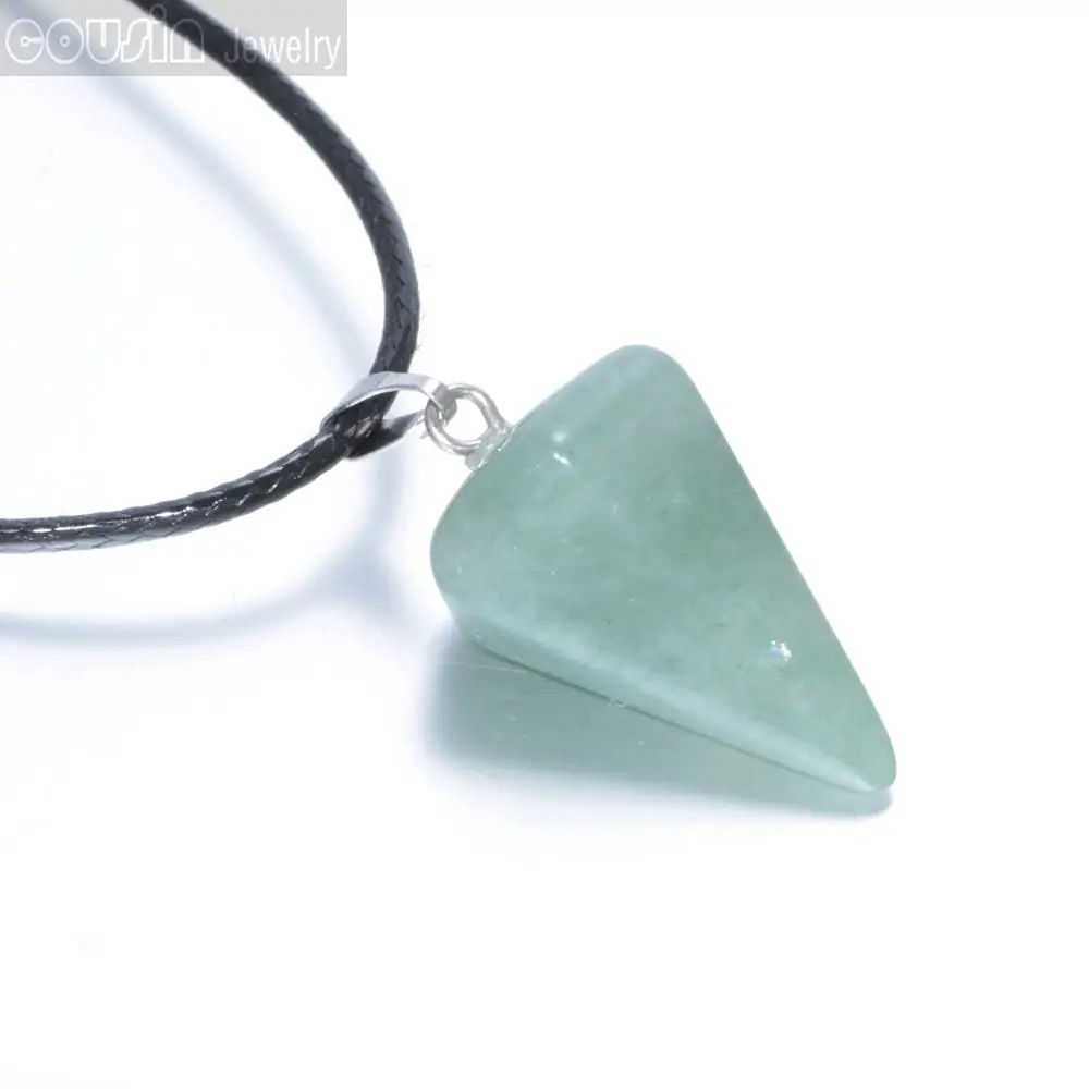 Горячая продажа натуральный камень Cystal Awl кулон с черным кожаным ожерельем