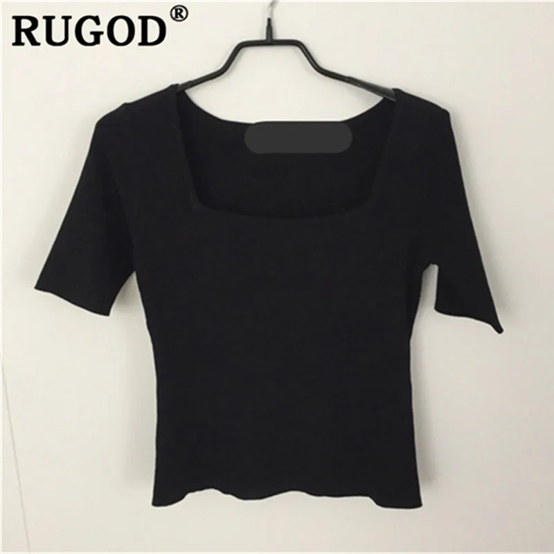 Женская блузка с коротким рукавом RUGOD Элегантный квадратный вырез модная тонкая